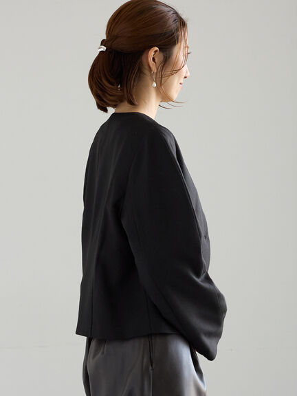 コンパクトノーカラージャケット(ブラック/ベージュ)|Te chichi(テチチ)通販