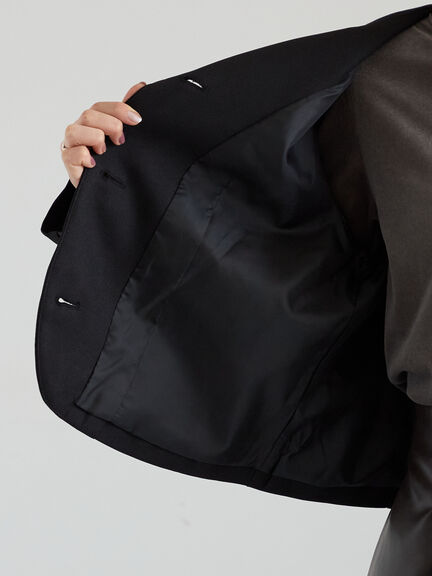 コンパクトノーカラージャケット(ブラック/ベージュ)|Te chichi(テチチ)通販