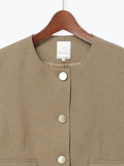 コンパクトノーカラージャケット(ブラック/ベージュ)|Te chichi(テチチ)通販