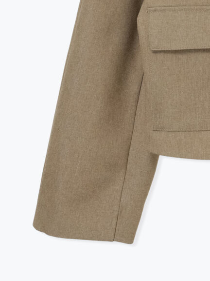 コンパクトノーカラージャケット(ブラック/ベージュ)|Te chichi(テチチ)通販