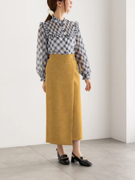 エコスエードベルテッドスカート《2025Autumn catalog vol.2 item》(ベージュ/ブラウン)|Te chichi(テチチ)通販