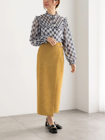 エコスエードベルテッドスカート《2025Autumn catalog vol.2 item》(ベージュ/ブラウン)|Te chichi(テチチ)通販