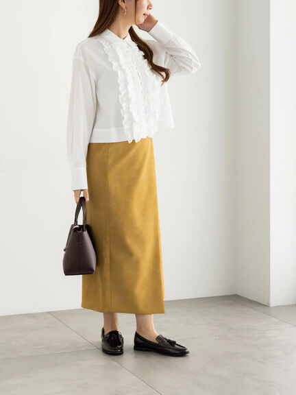 エコスエードベルテッドスカート《2025Autumn catalog vol.2 item》(ベージュ/ブラウン)|Te chichi(テチチ)通販