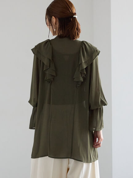 ボウタイチュニックフリルブラウス《2025Autumn catalog vol.2 item》(ピンク/カーキ)|Te chichi(テチチ)通販