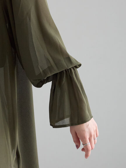 ボウタイチュニックフリルブラウス《2025Autumn catalog vol.2 item》(ピンク/カーキ)|Te chichi(テチチ)通販