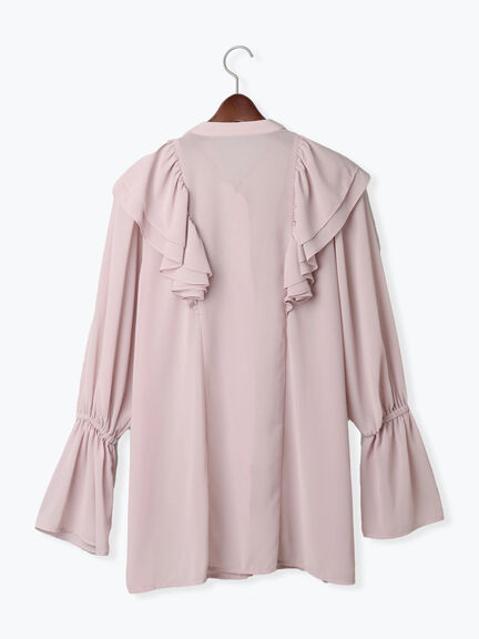 ボウタイチュニックフリルブラウス《2025Autumn catalog vol.2 item》(ピンク/カーキ)|Te chichi(テチチ)通販