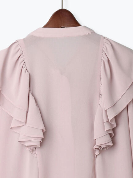 ボウタイチュニックフリルブラウス《2025Autumn catalog vol.2 item》(ピンク/カーキ)|Te chichi(テチチ)通販