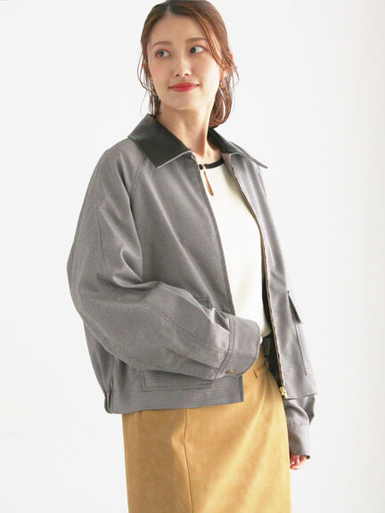 ファブリックアソート衿付きブルゾン(グレー/ブラウン)|Te chichi(テチチ)通販