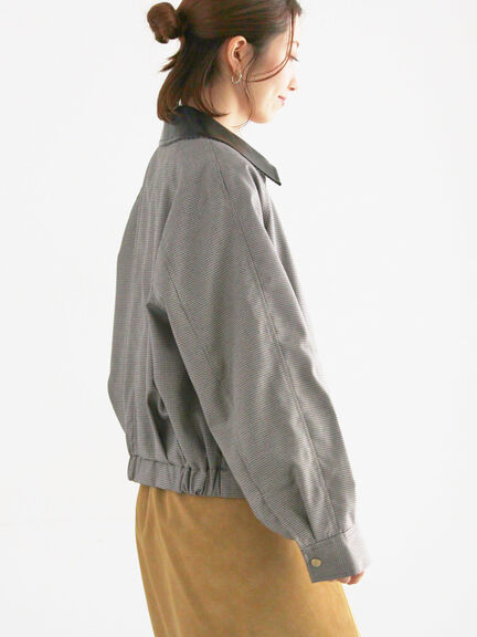 ファブリックアソート衿付きブルゾン(グレー/ブラウン)|Te chichi(テチチ)通販