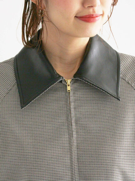 ファブリックアソート衿付きブルゾン(グレー/ブラウン)|Te chichi(テチチ)通販