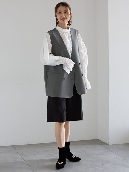 フロントタックハーフパンツ《2025Autumn catalog vol.2 item》(グレー/ブラック)|Te chichi(テチチ)通販