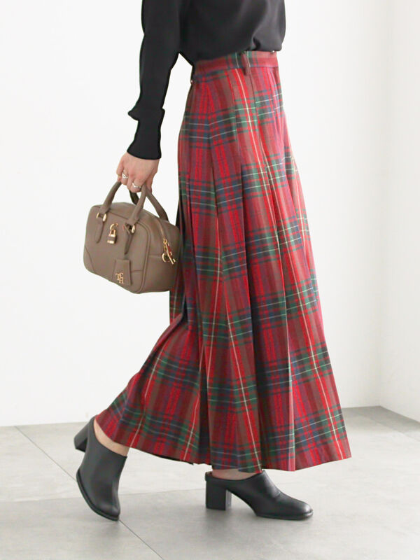 チェックアソートロングプリーツスカート(レッド)|Te chichi(テチチ)通販