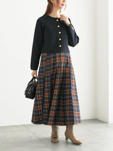 チェックアソートロングプリーツスカート(ブラック/レッド/ブラウン/ネイビー)|Te chichi(テチチ)通販