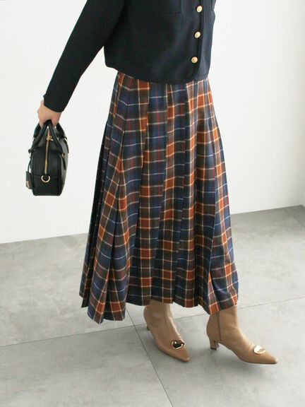 チェックアソートロングプリーツスカート(ブラック/レッド/ブラウン/ネイビー)|Te chichi(テチチ)通販