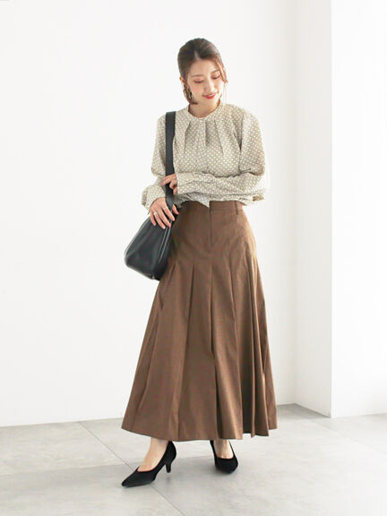 チェックアソートロングプリーツスカート(ブラック/レッド/ブラウン/ネイビー)|Te chichi(テチチ)通販