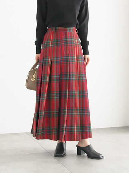 チェックアソートロングプリーツスカート(ブラック/レッド/ブラウン/ネイビー)|Te chichi(テチチ)通販