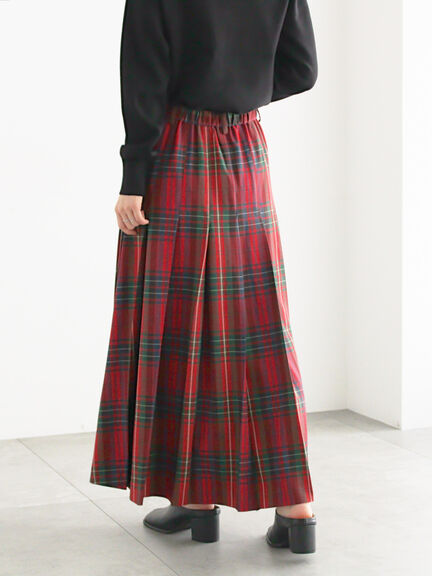 チェックアソートロングプリーツスカート(ブラック/レッド/ブラウン/ネイビー)|Te chichi(テチチ)通販