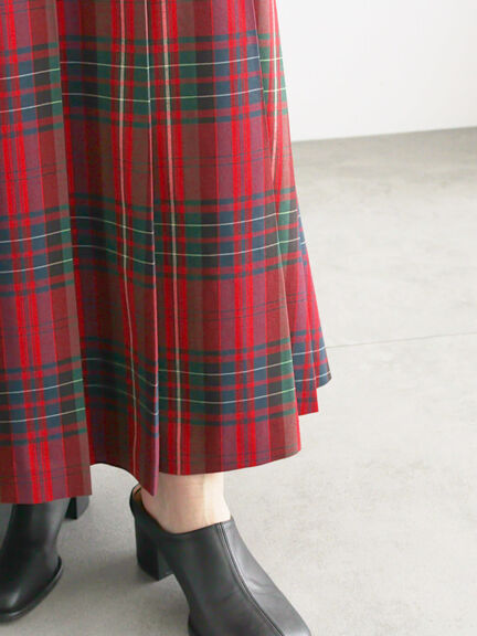 チェックアソートロングプリーツスカート(ブラック/レッド/ブラウン/ネイビー)|Te chichi(テチチ)通販