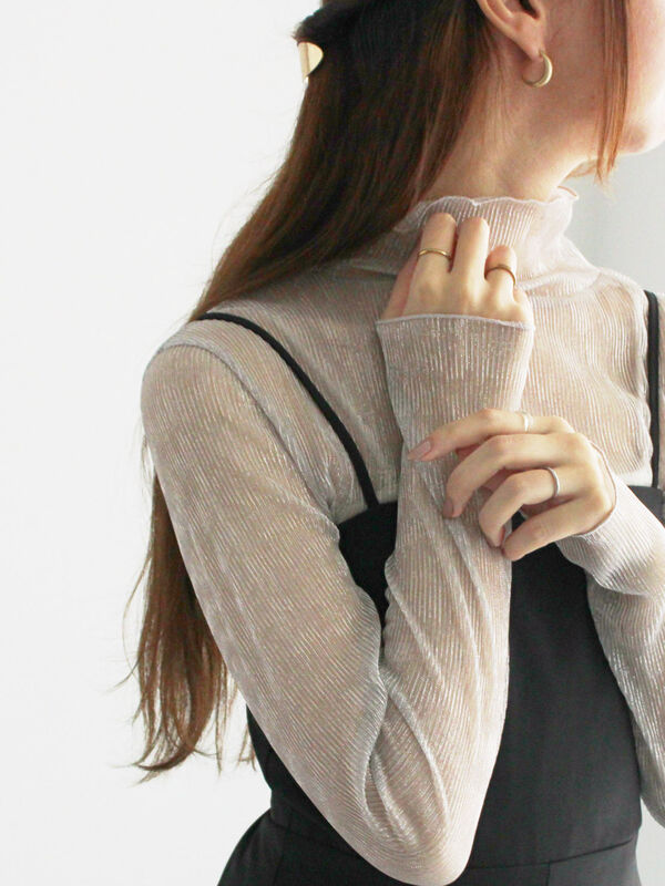 ラメプリーツシアータートルインナー(シルバー)|Te chichi(テチチ)通販