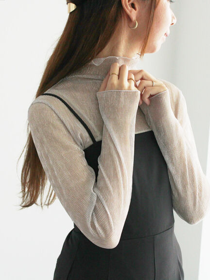 ラメプリーツシアータートルインナー(シルバー/ブラック/ピンク)|Te chichi(テチチ)通販