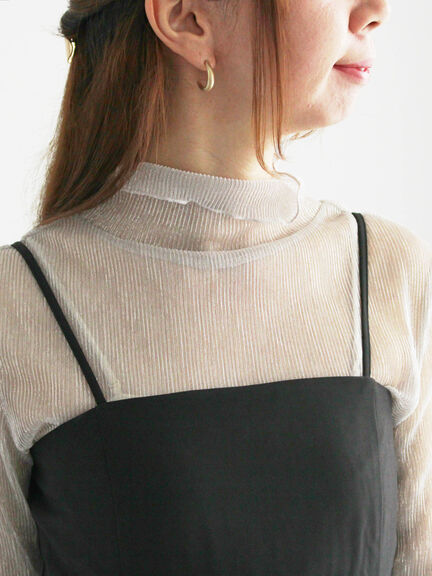 ラメプリーツシアータートルインナー(シルバー/ブラック/ピンク)|Te chichi(テチチ)通販