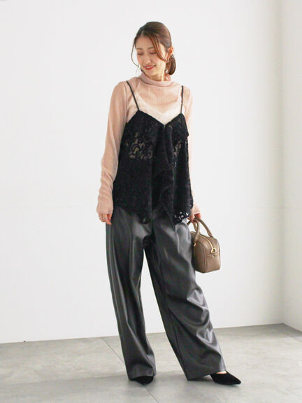 ラメプリーツシアータートルインナー(シルバー/ブラック/ピンク)|Te chichi(テチチ)通販