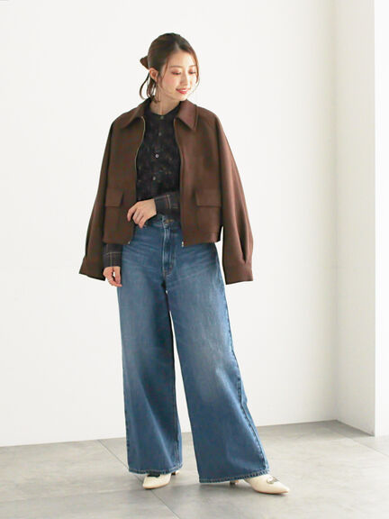 チェックフリルブラウス(ブラック/ネイビー)|Te chichi(テチチ)通販