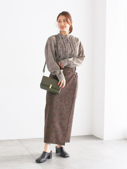 チェックフリルブラウス(ブラック/ネイビー)|Te chichi(テチチ)通販