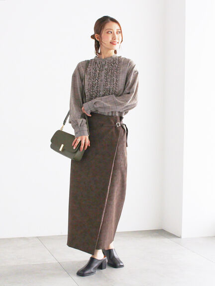 チェックフリルブラウス(ブラック/ネイビー)|Te chichi(テチチ)通販