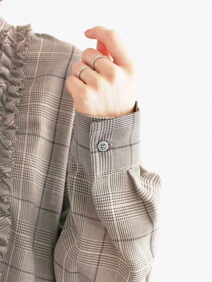 チェックフリルブラウス(ブラック/ネイビー)|Te chichi(テチチ)通販