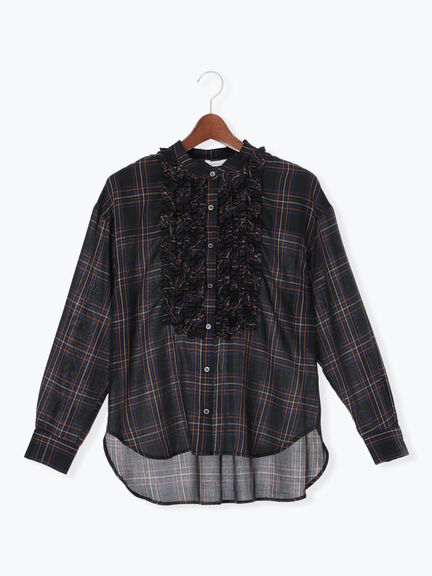 チェックフリルブラウス(ブラック/ネイビー)|Te chichi(テチチ)通販