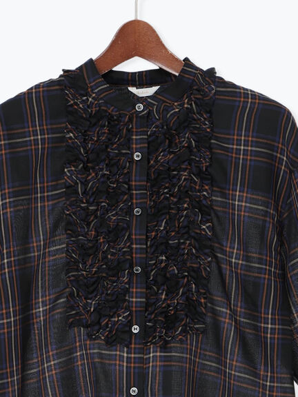 チェックフリルブラウス(ブラック/ネイビー)|Te chichi(テチチ)通販