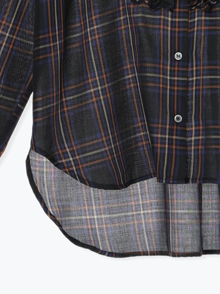 チェックフリルブラウス(ブラック/ネイビー)|Te chichi(テチチ)通販