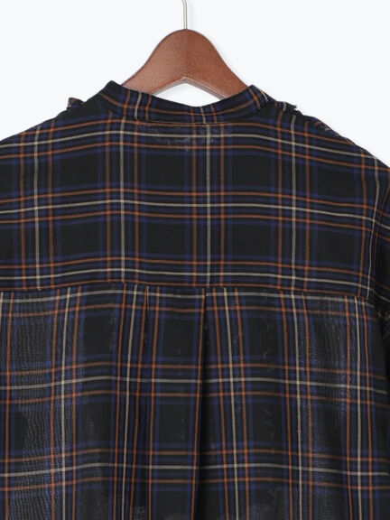 チェックフリルブラウス(ブラック/ネイビー)|Te chichi(テチチ)通販