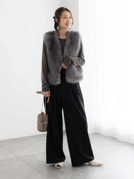 ショートファーベスト(グレー/ベージュ)|Te chichi(テチチ)通販