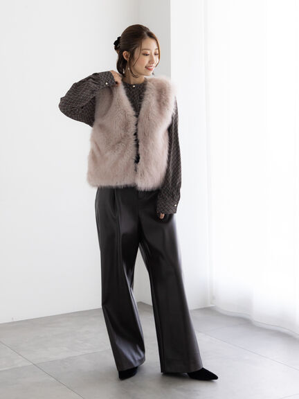 ショートファーベスト(グレー/ベージュ)|Te chichi(テチチ)通販