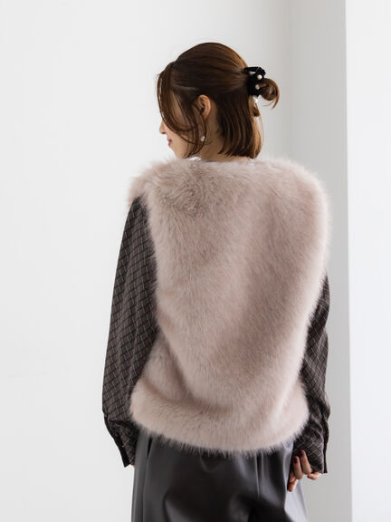 ショートファーベスト(グレー/ベージュ)|Te chichi(テチチ)通販