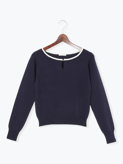 スクエアチャームキーネックプルオーバー(オフホワイト/ブラック/ブルー/ネイビー)|Te chichi(テチチ)通販