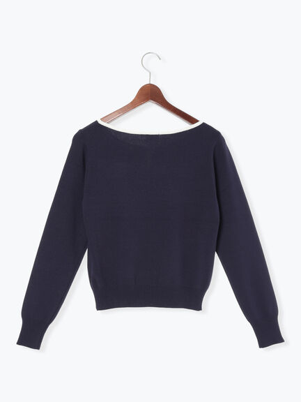 スクエアチャームキーネックプルオーバー(オフホワイト/ブラック/ブルー/ネイビー)|Te chichi(テチチ)通販