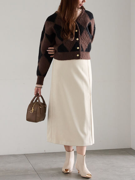 アーガイルジャガードVネックカーディガン(オフホワイト/ブラウン)|Te chichi(テチチ)通販