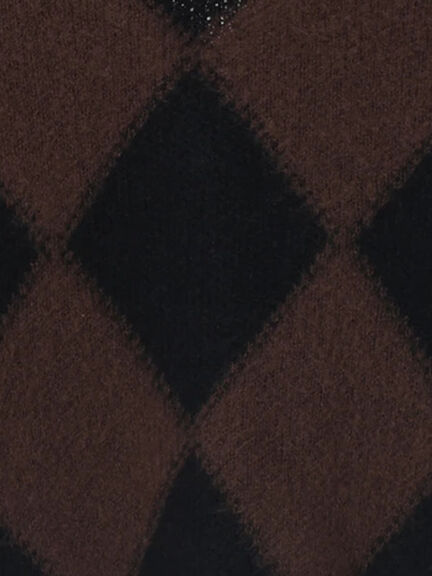 アーガイルジャガードVネックカーディガン(オフホワイト/ブラウン)|Te chichi(テチチ)通販