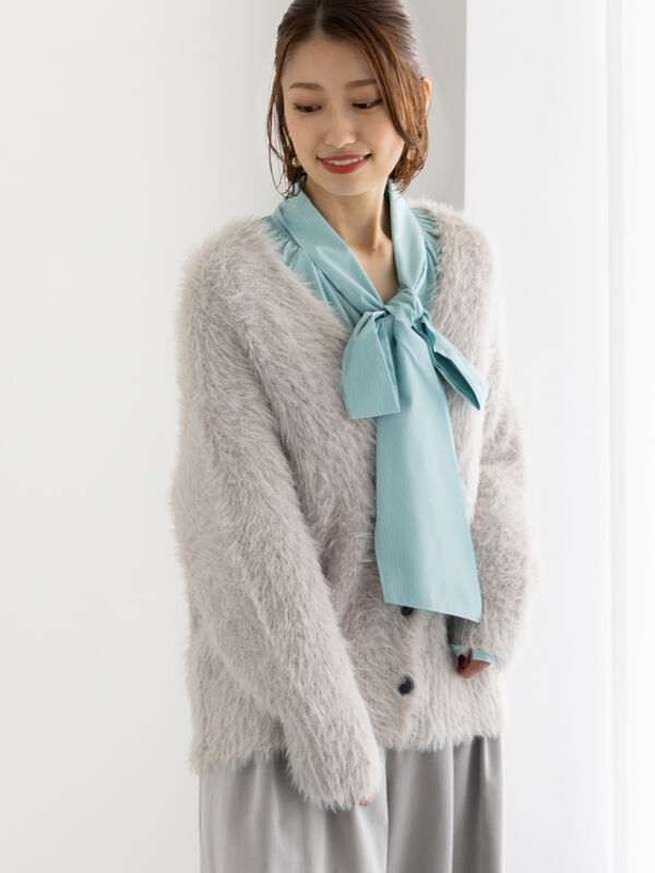 シャギーVネックカーディガン(Sグレー)|Te chichi(テチチ)通販