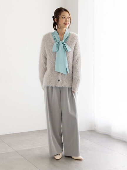 シャギーVネックカーディガン(チャコールグレー/イエロー/Sグレー)|Te chichi(テチチ)通販