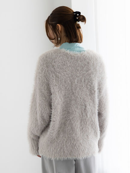 シャギーVネックカーディガン(チャコールグレー/イエロー/Sグレー)|Te chichi(テチチ)通販