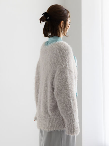 シャギーVネックカーディガン(チャコールグレー/イエロー/Sグレー)|Te chichi(テチチ)通販