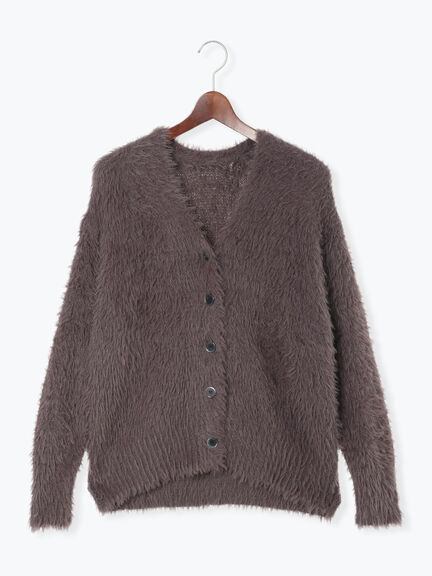 シャギーVネックカーディガン(チャコールグレー/イエロー/Sグレー)|Te chichi(テチチ)通販