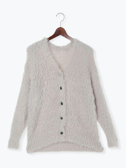 シャギーVネックカーディガン(チャコールグレー/イエロー/Sグレー)|Te chichi(テチチ)通販