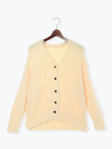 シャギーVネックカーディガン(チャコールグレー/イエロー/Sグレー)|Te chichi(テチチ)通販