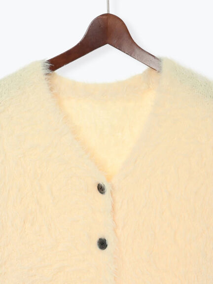 シャギーVネックカーディガン(チャコールグレー/イエロー/Sグレー)|Te chichi(テチチ)通販