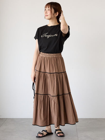 【接触冷感】スパンコールロゴフレンチスリーブTシャツ(オフホワイト/ブラック/ネイビー)|Te chichi TERRASSE(テチチ テラス)通販